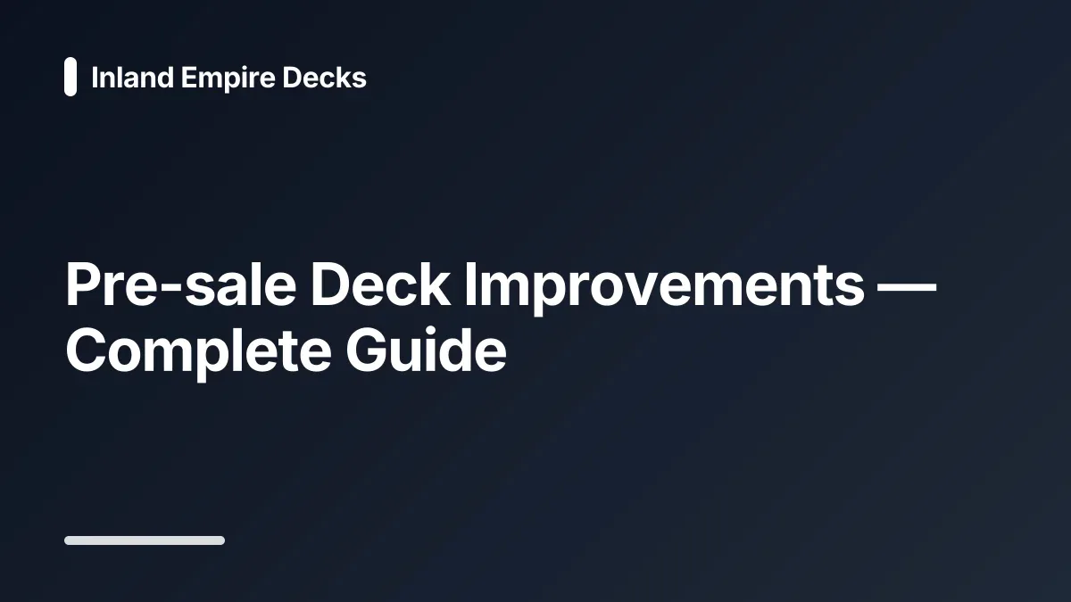 presale deck improvements